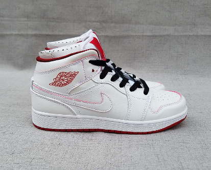 2017 Air Jordan 1 Mid GS White Gym Red Black Shoes